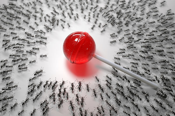 Ants attracted to lollipop, Design Attracts, gets Noticed, Marketing Power, Strong Visual Images, product design, Industrial design, Future Value Design, newcastle NSW, Australia