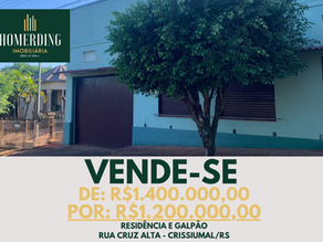 Residência e galpão comercial na Rua Cruz Alta - Crissiumal/RS
