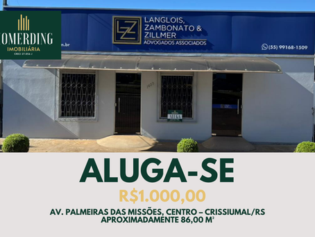 Sala Comercial na Avenida Palmeira das Missões - Crissiumal/RS