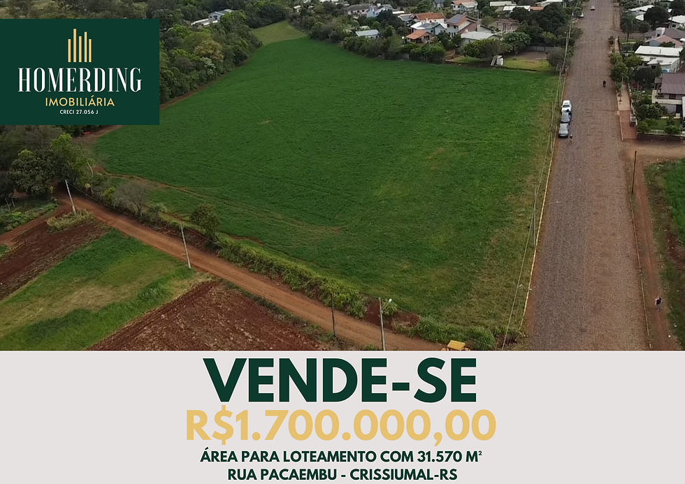 Área para loteamento na Rua Pacaembu - Crissiumal/RS