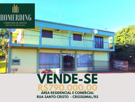 Residência e área comercial na Rua Santo Cristo - Crissiumal/RS