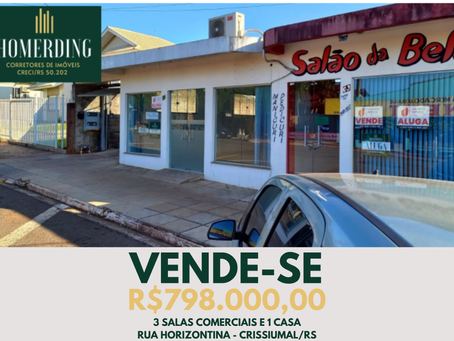 Salas comerciais e residência na Rua Horizontina - Crissiumal/RS