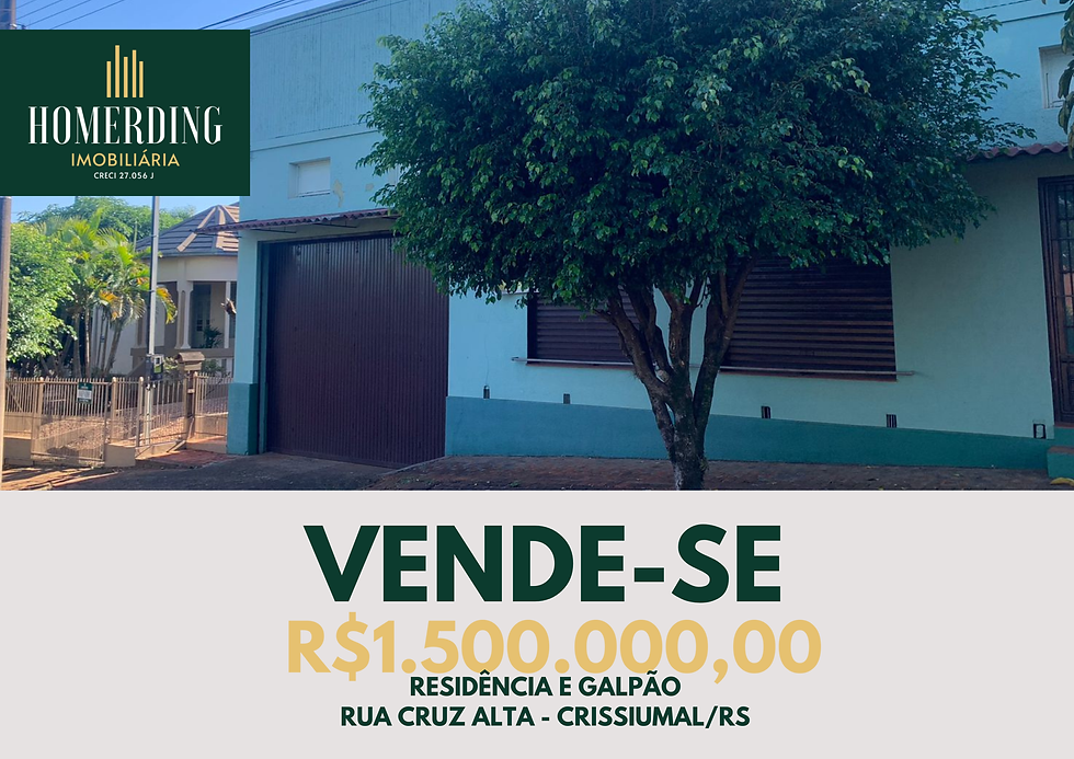 Residência e galpão comercial na Rua Cruz Alta - Crissiumal/RS