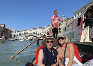 Kim and friend in a gondola