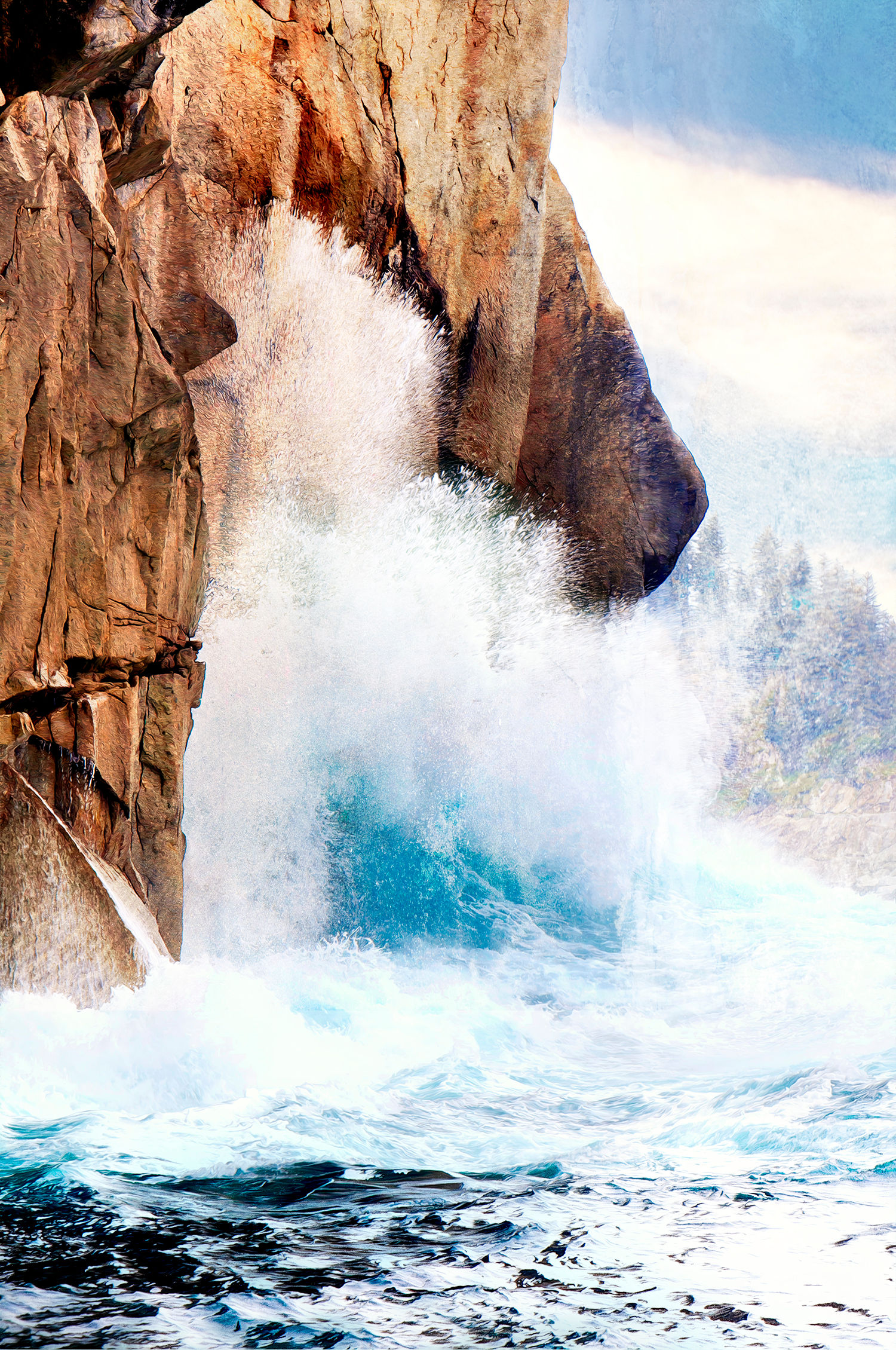 Ocean Wave Crashing on Cliffs - Alaskan Wall Art