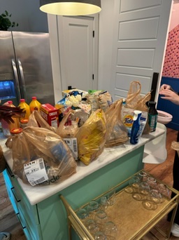 groceries on a counter at an airbnb