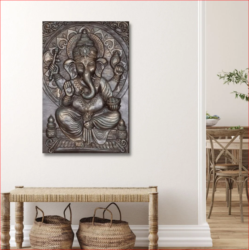 Ganesha 3D bronze wall frame
