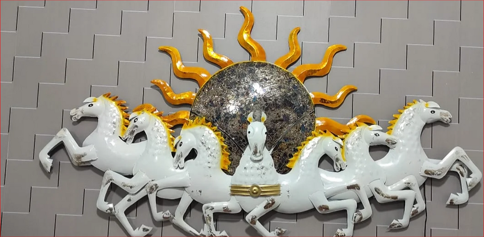 Metal white horses wall hanging