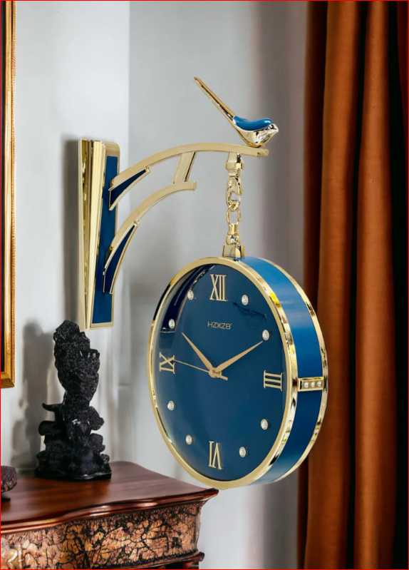 Railway Station Clock - Blue and Golden