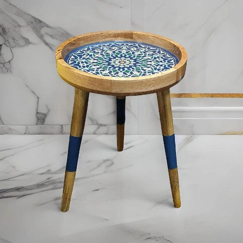 handcrafted wooden tea table