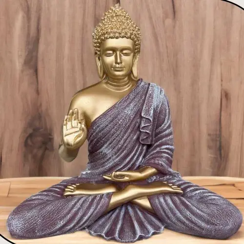 Polyresin Blessing Buddha Statue | Purple&Gold