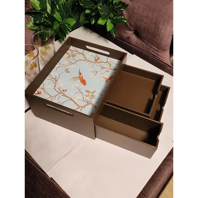 Versatile 3-Drawer Wooden Tray
