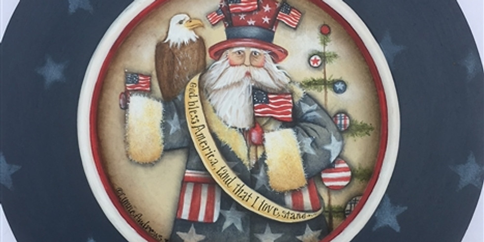Yankee Doodle Santa Plate - Lynne Andrews