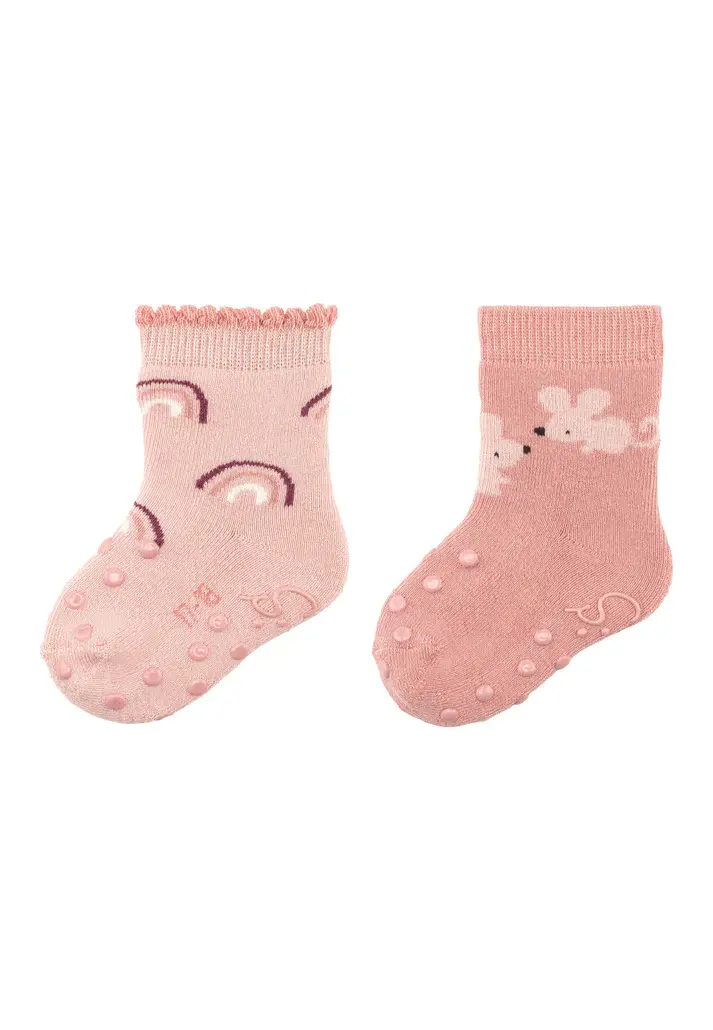 ABS Krabbelsocken mit Regenbogen – rutschfeste Babysocken im Doppelpack