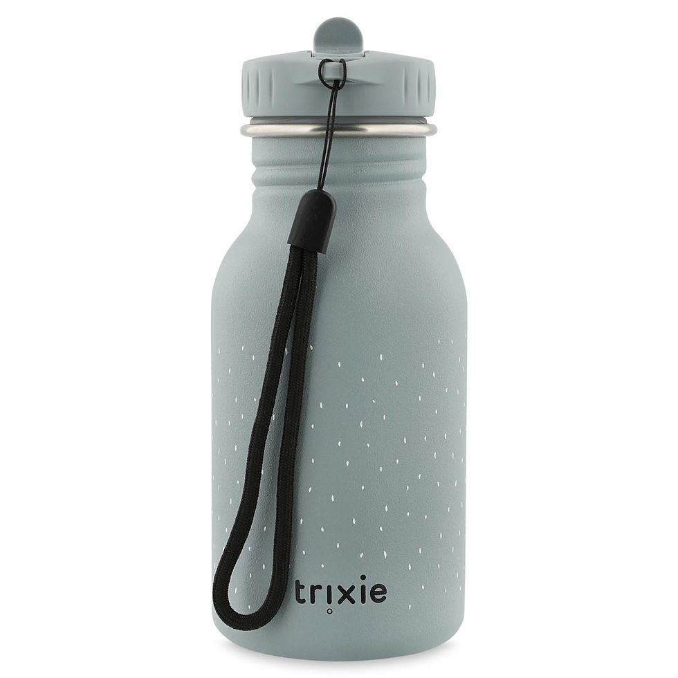 Seitenansicht der Trixie Trinkflasche Mr. Shark mit Trageschlaufe, HabibiLino