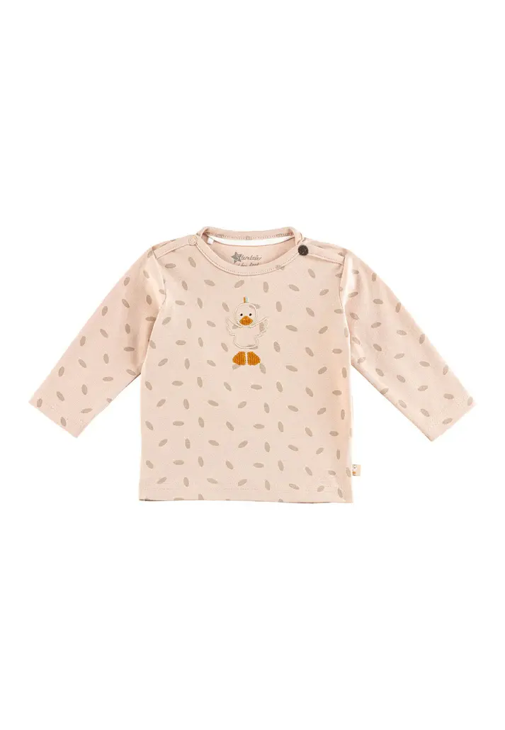 Baby Langarmshirt aus Baumwolljersey mit Edda Ente Stickerei und Allover-Print,