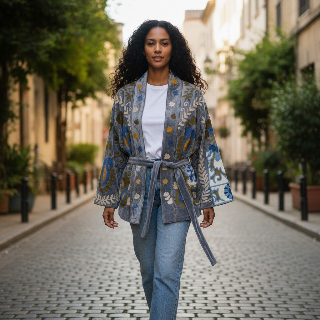 Chaqueta bordada de terciopelo