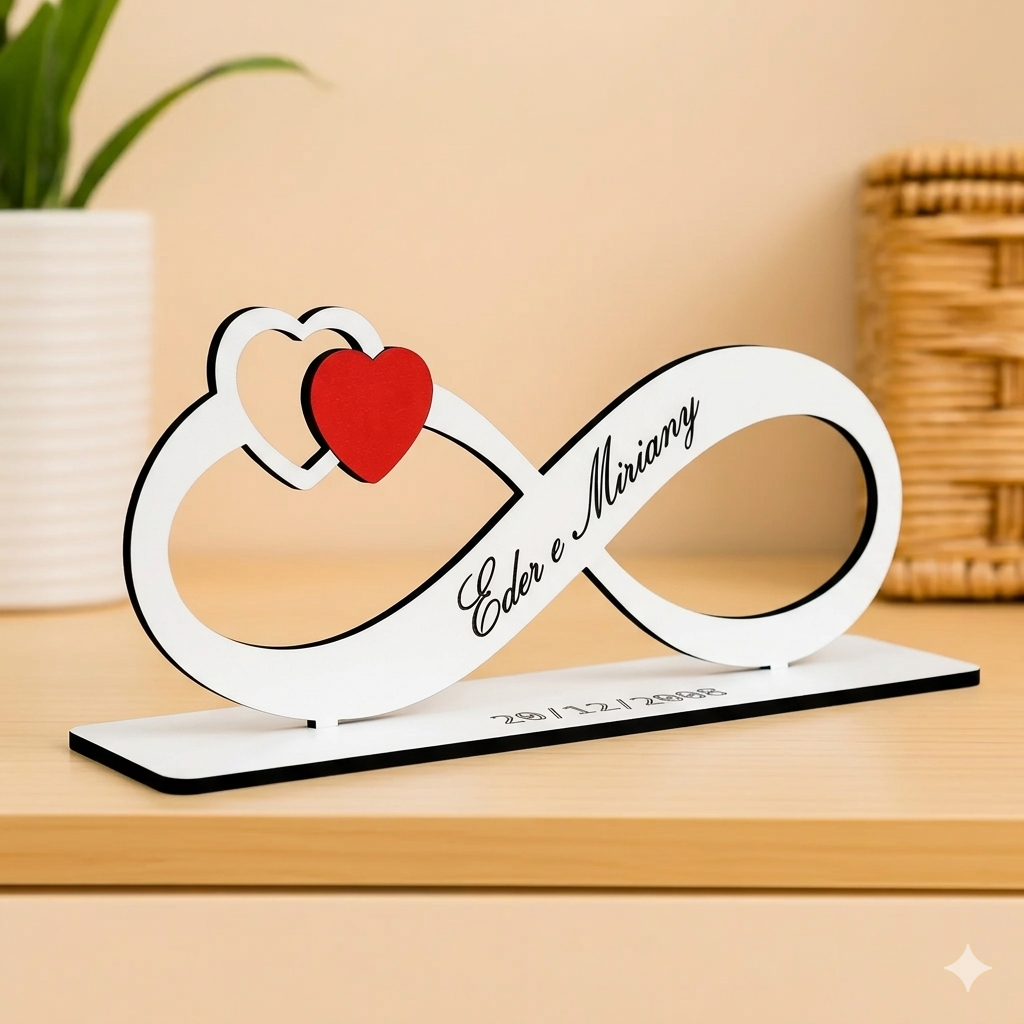 Placa Decorativa Infinito Centro de Mesa Mdf 3m Preto com Letras Dourado
