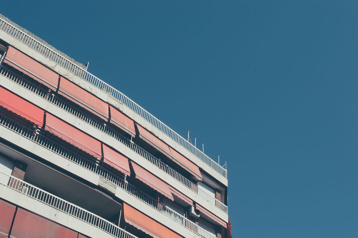 Building with Red Awnings