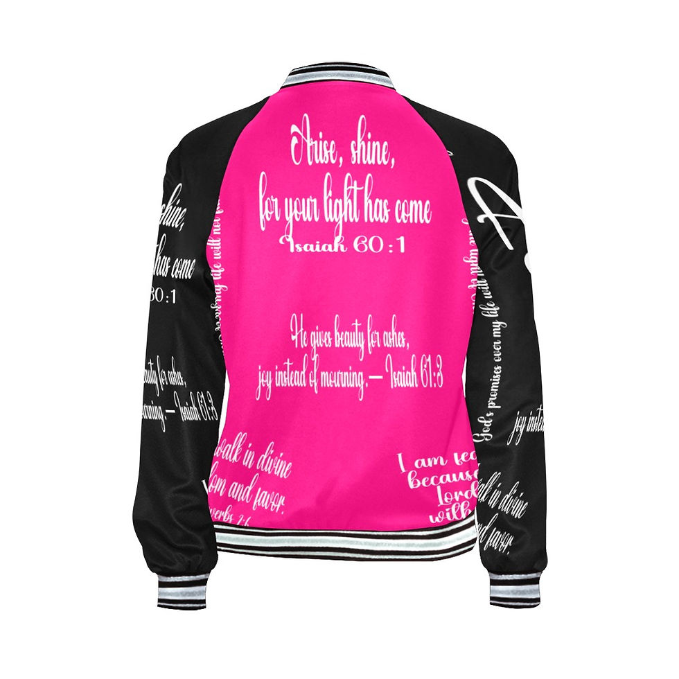 Thumbnail: “Arise & Shine” Faith-Inspired Bomber Jacket – Isaiah 60:1 Edition