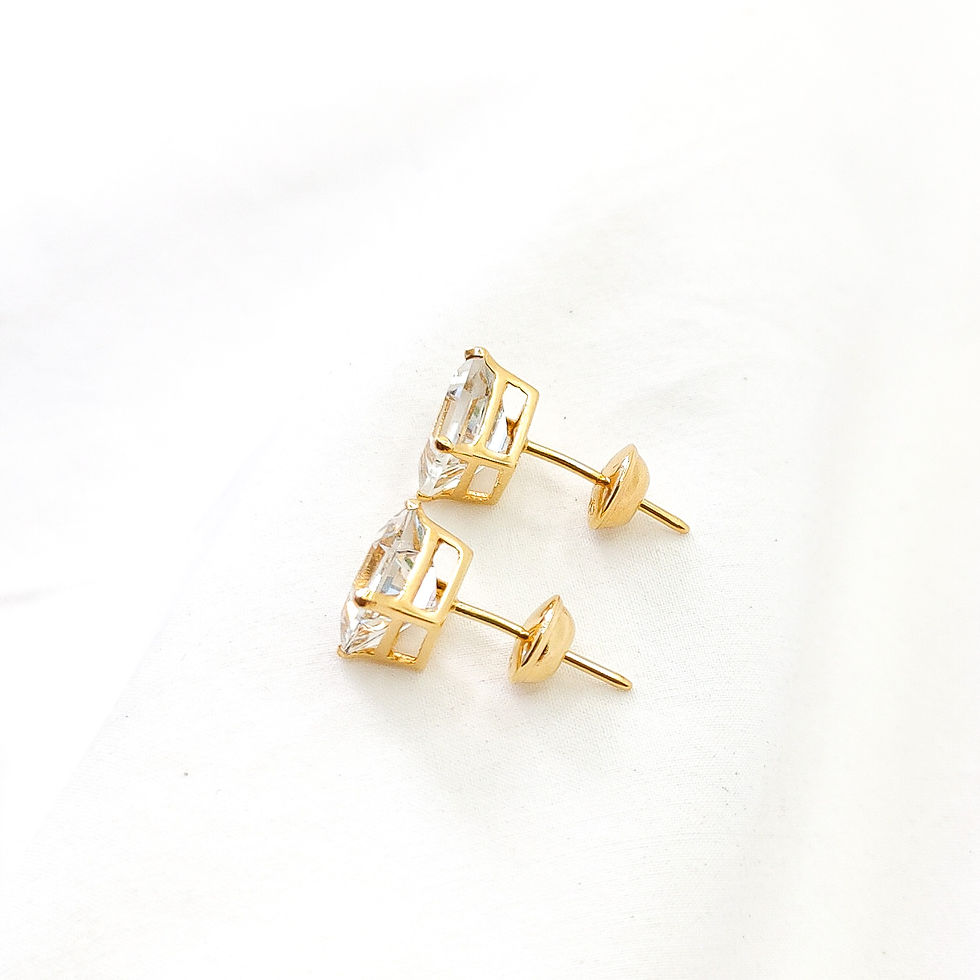 Miniatura: Par de brincos quadrados com diamantes