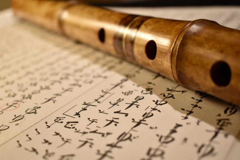 尺八の楽譜と楽器