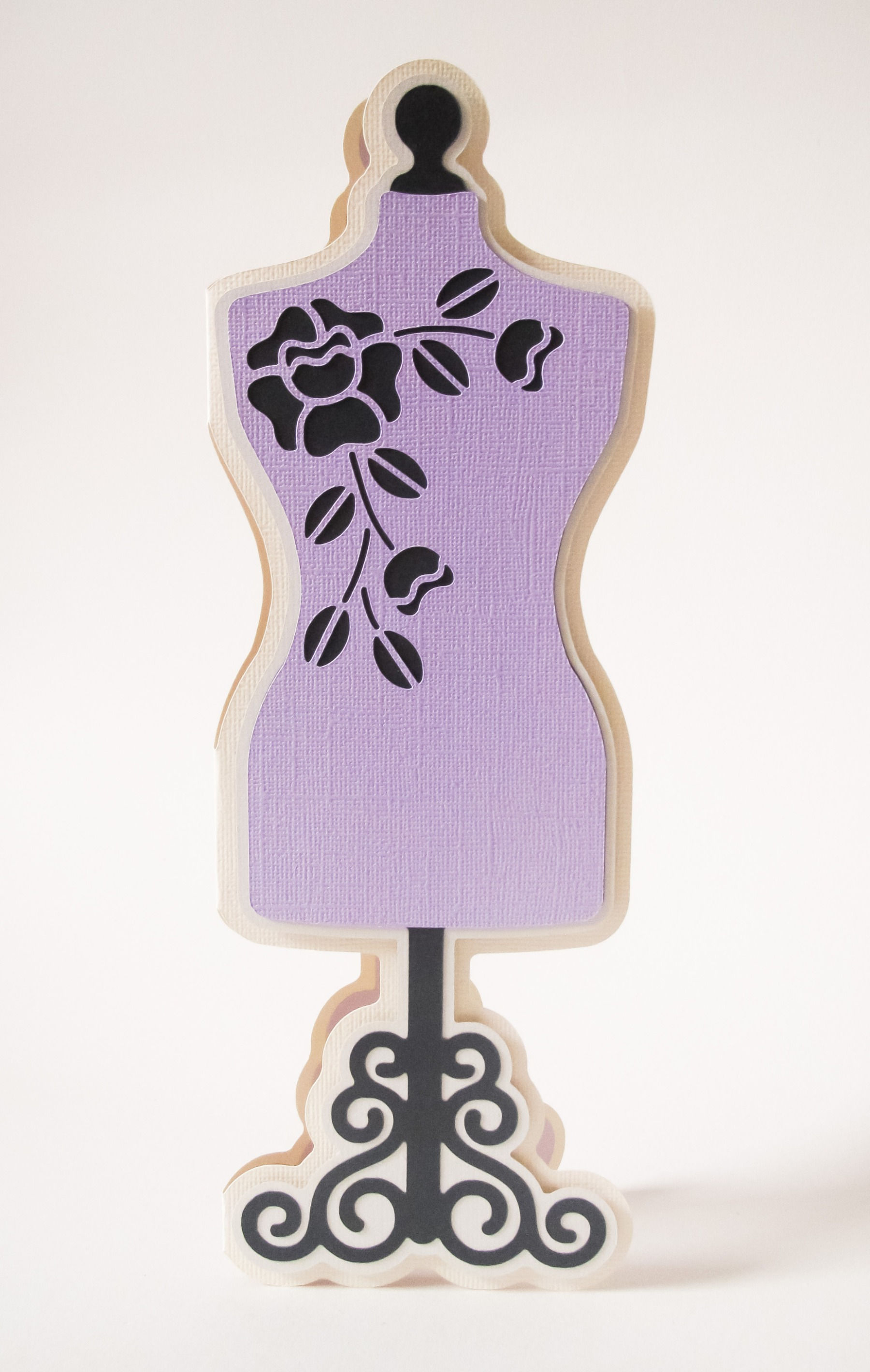 dressmakers mannequin card. vintage sewing. tailors dummy.