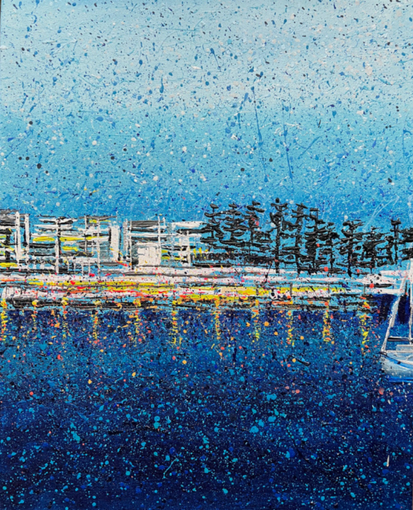 Sapphire Skyline, Acrylic on Linen Canvas, 20" x 16", 50cm x 40cm, $2,600.png