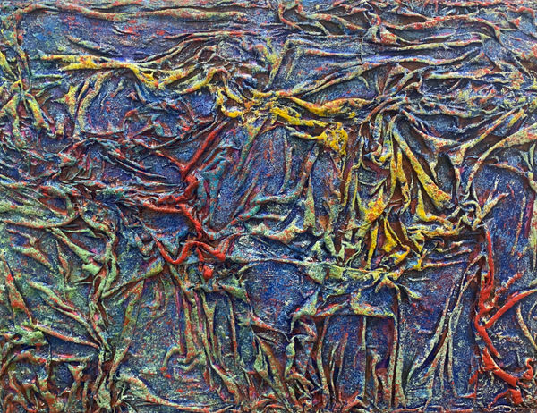Dancing with the Roots $2,800. Mixed Media Acrylic and Silk on Canvas 18" x 24" .jpg