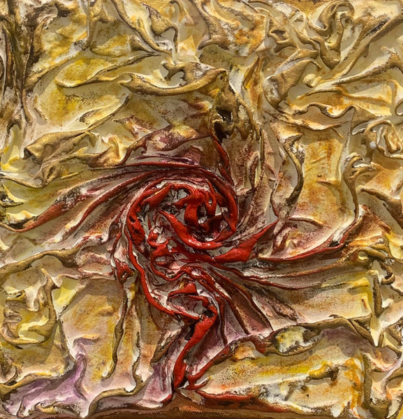 Trapped in the Waves of Color $1,500. Mixed Media Acrylic and Silk on Canvas 11" x 11" .jpg