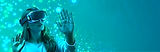 Illustration représentant des dispositifs immersifs en réalité virtuelle, gamification et expériences interactives conçues pour les marques