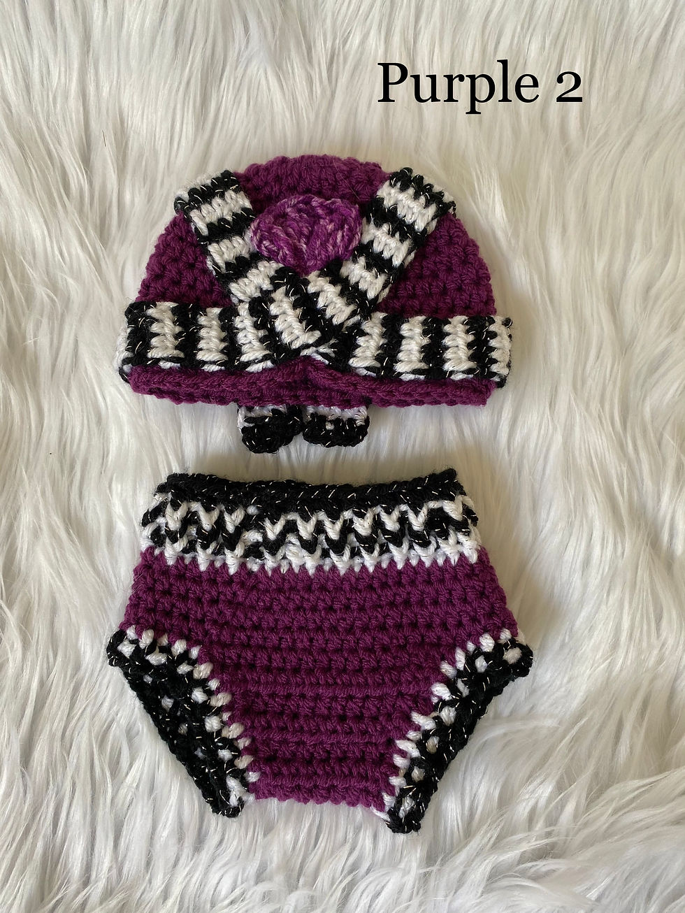 Thumbnail: Purple Turban Hat + Diaper Cover