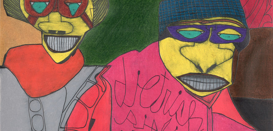colorful drawing with pencil and colored pencil 