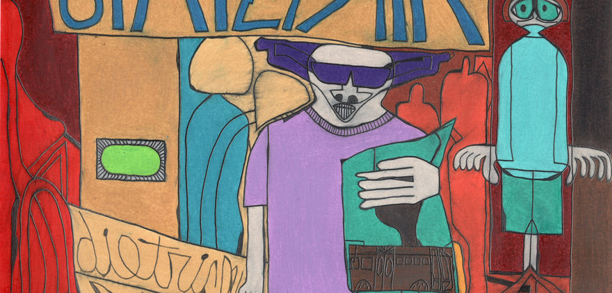 colorful drawing with pencil and colored pencil 