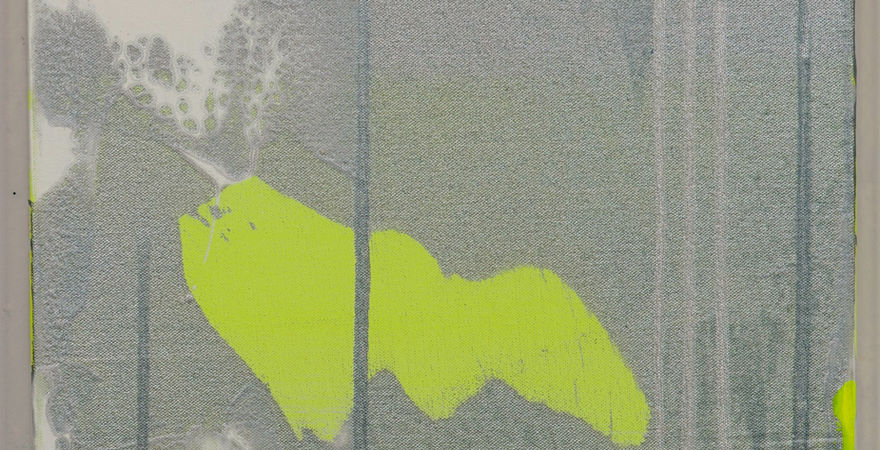 abstract painting with florescent green