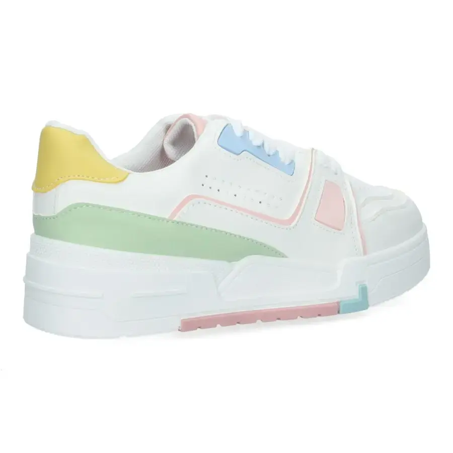 Miniatura: Vista trasera zapatillas de mujer retro blancas