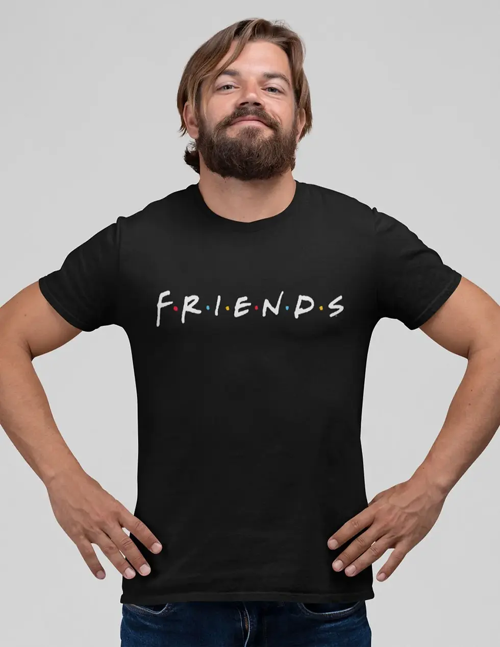 Vista frontal camiseta Friends negra
