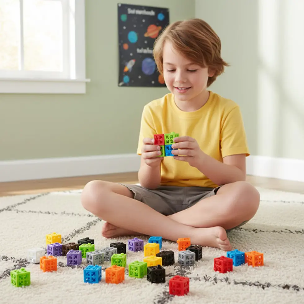 Miniatura: Niño jugando a bloques creativos 3D para niños