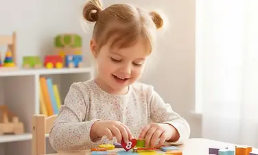 Niña jugando a encajables