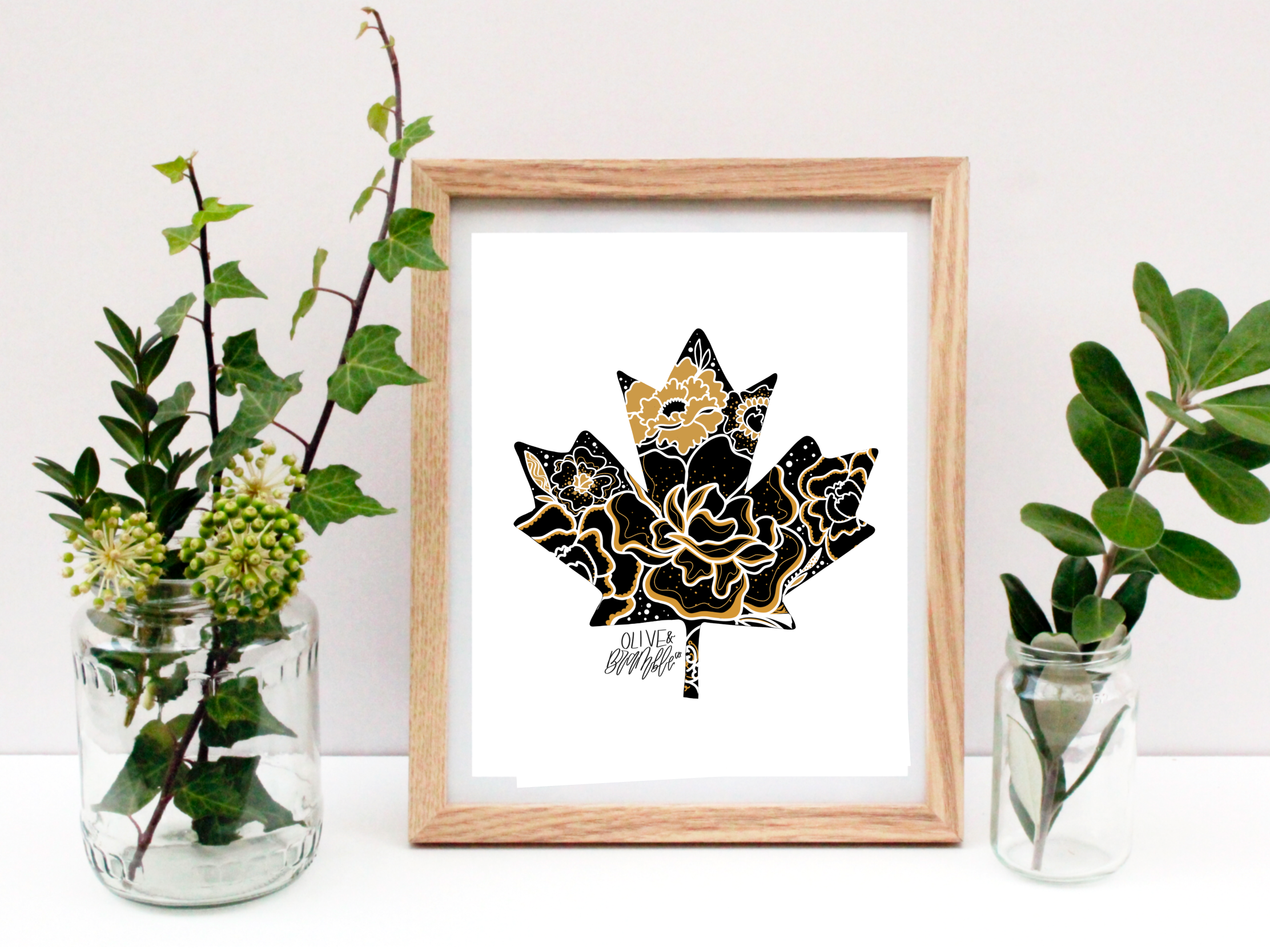 "maple peony" 8x10 hand drawn illustrative art print