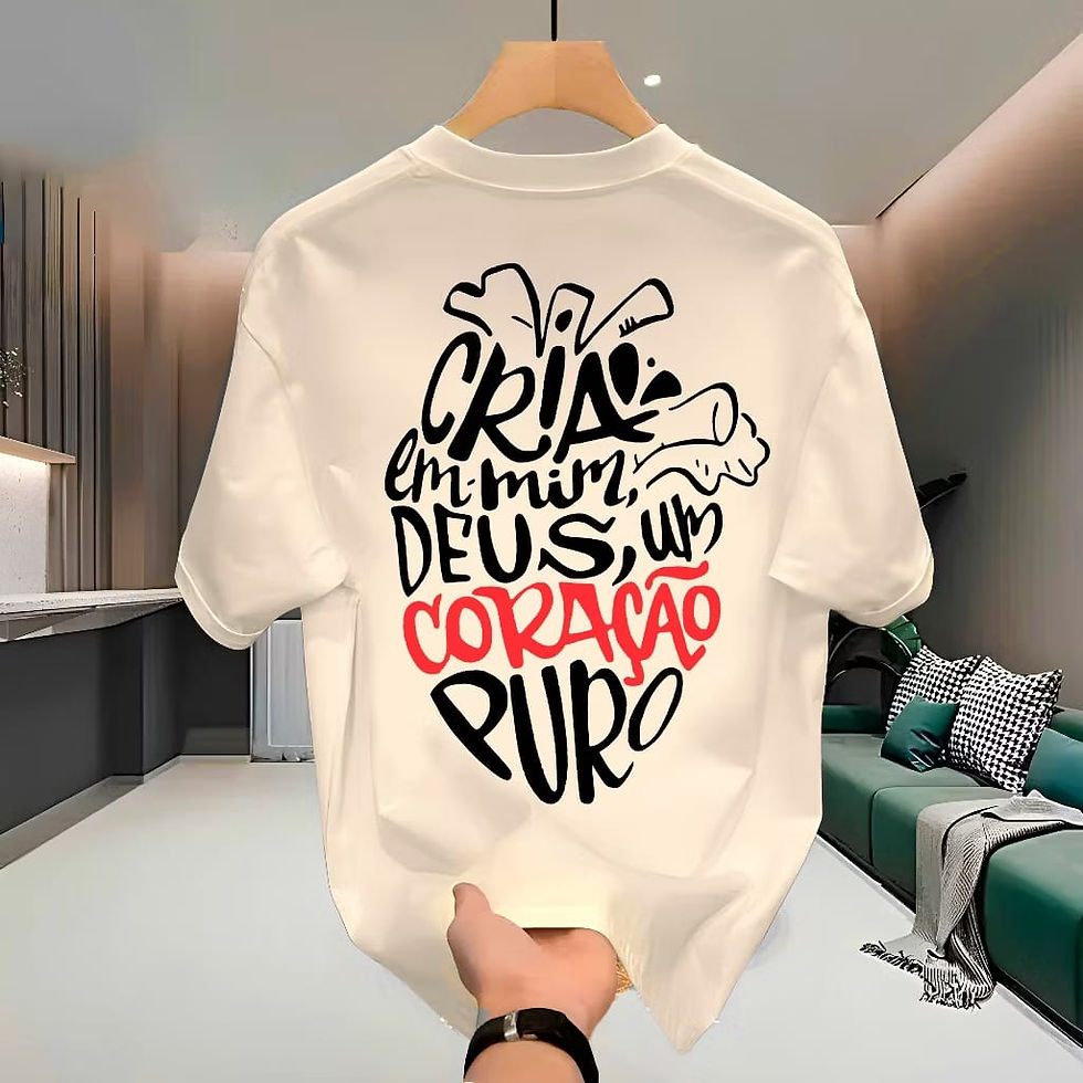 Miniatura: Camiseta Masculina Oversized Premium Suedine 100% Algodão 40.1 coração Puro