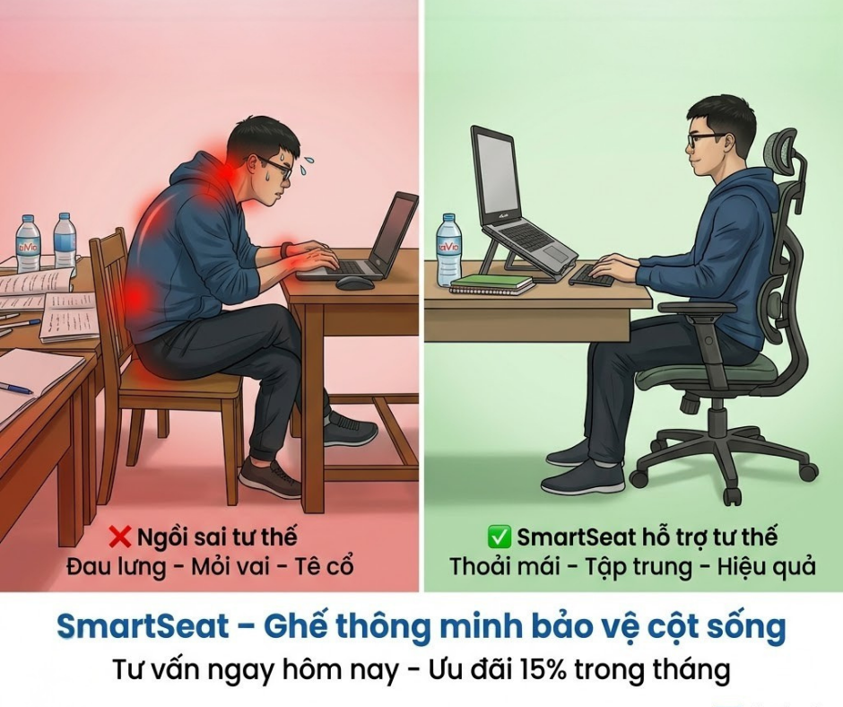 so sánh tư thế ngồi sai và cách ngồi đúng khi dùng máy tính trên ghế Smartseat