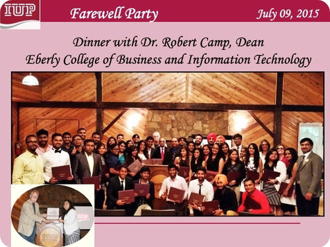 Farewell Ceremony at IUP: Dr. Robert Camp, Dean of Eberly College of Business Administration and Technology, Bids Adieu