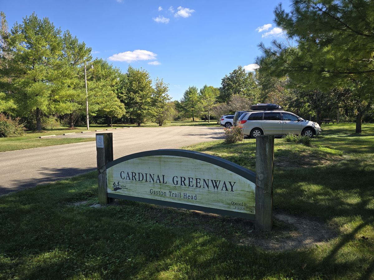 We parked at the beginning of this section of the Cardinal Greenway in Gaston Indiana.
