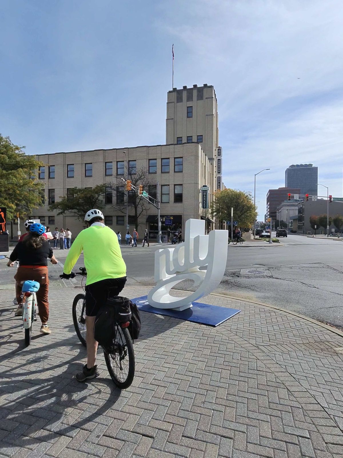 On the Cultural Trail at Massachusetts Avenue, where you can be the "I" in this Indy photo opp.
