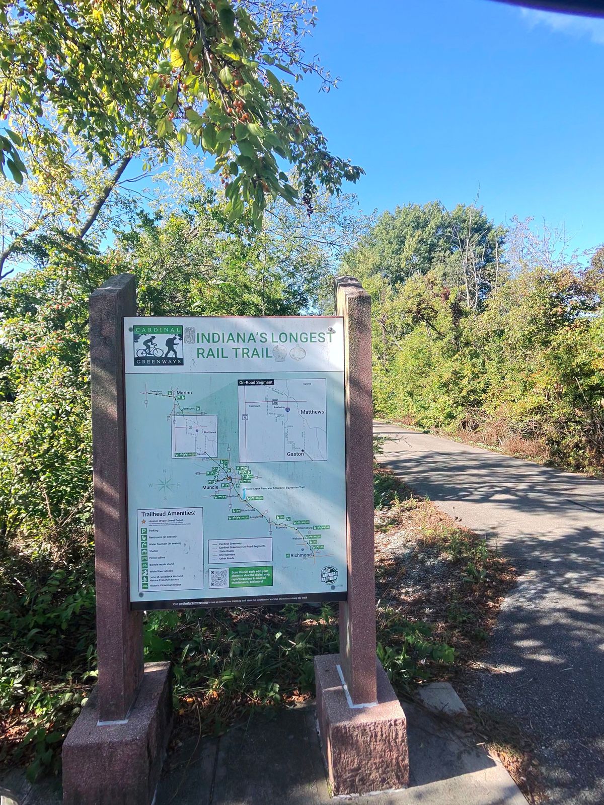 Lots of trail info along the way. The folks that do the Cardinal Greenway are very organized.