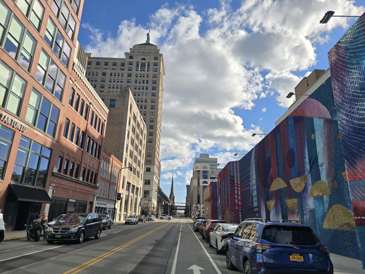 lots of street art on the buildings