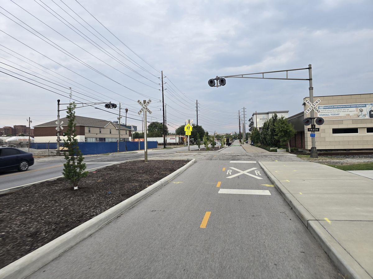 The nicely separated Michigan Street bike path.