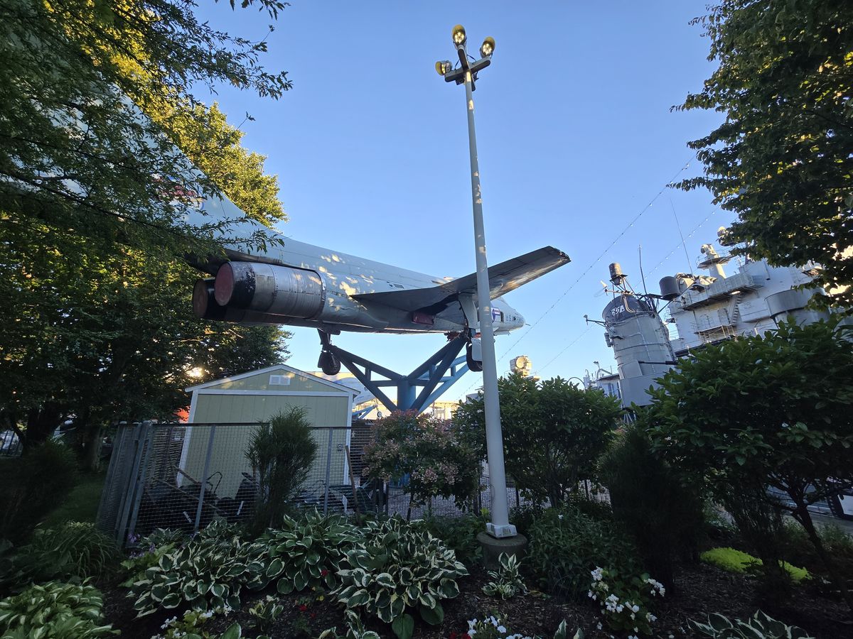 There were a lot of jets and helicopters arranged as art