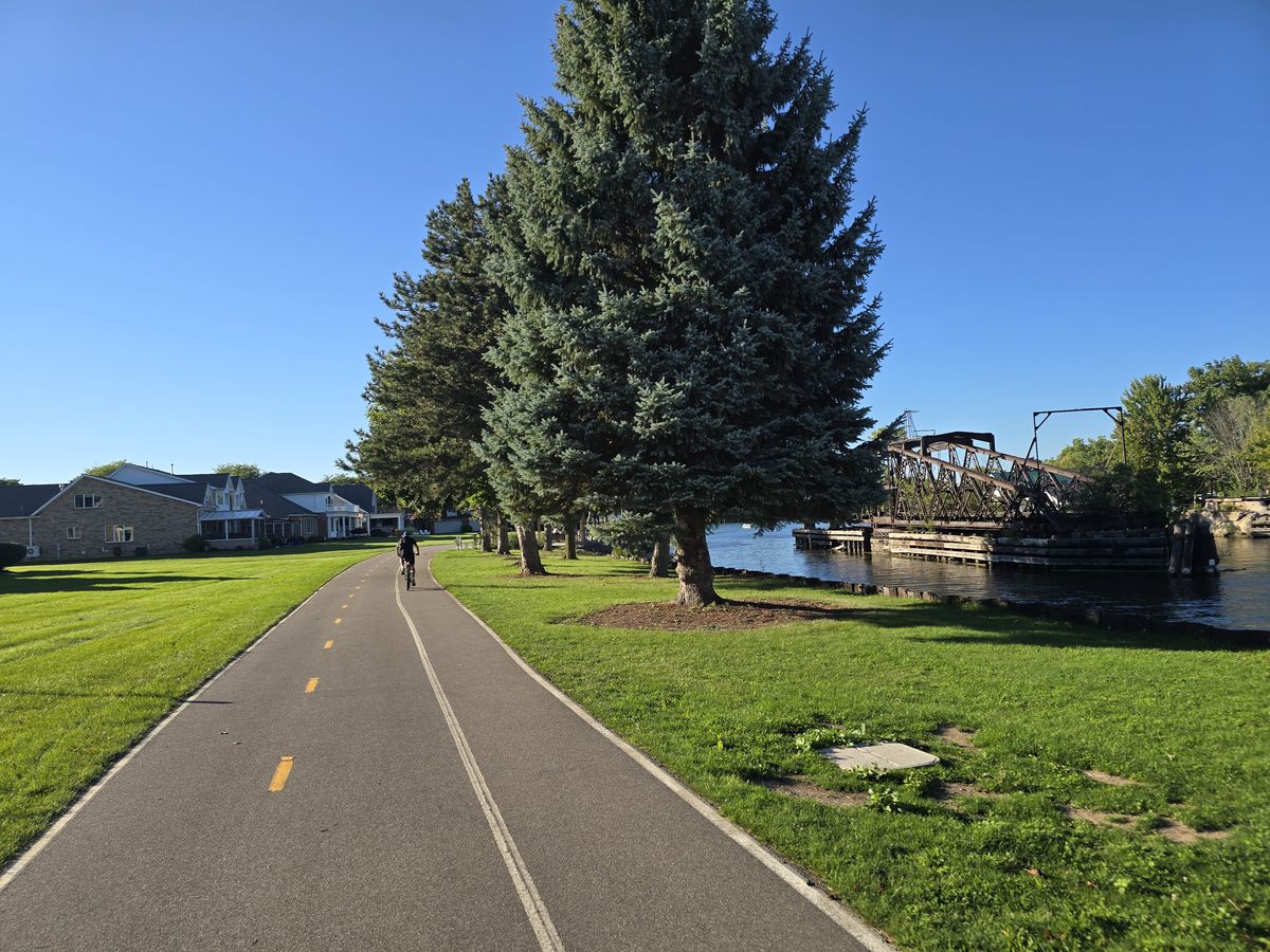 On the left is what remains of a bridge that would pivot to allow boats to pass.